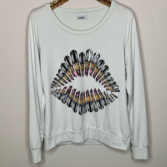 Lauren Moshi Lipstick Lip Kiss Pullover Sweatshirt